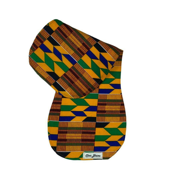 Chez Blaire African Print Burp Cloth - Kente both sides folded over - soft and plush for baby spit up and burping newborn